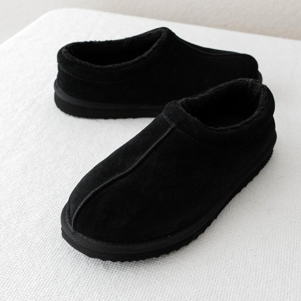 Auden Kaya Slippers Women’s 10 Black Genuine Suede Clog Slip On Cozy Shoes